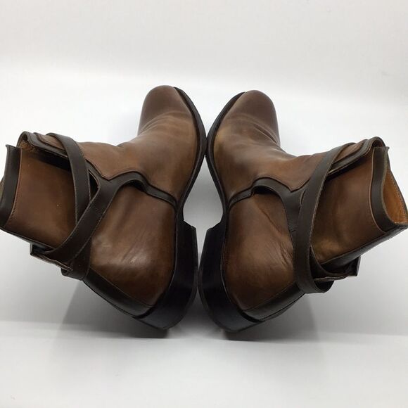 John Fluevog Twin Turbine 328 Newbury St Two Tone Brown Ankle Boots Sz 8 - Picture 16 of 17